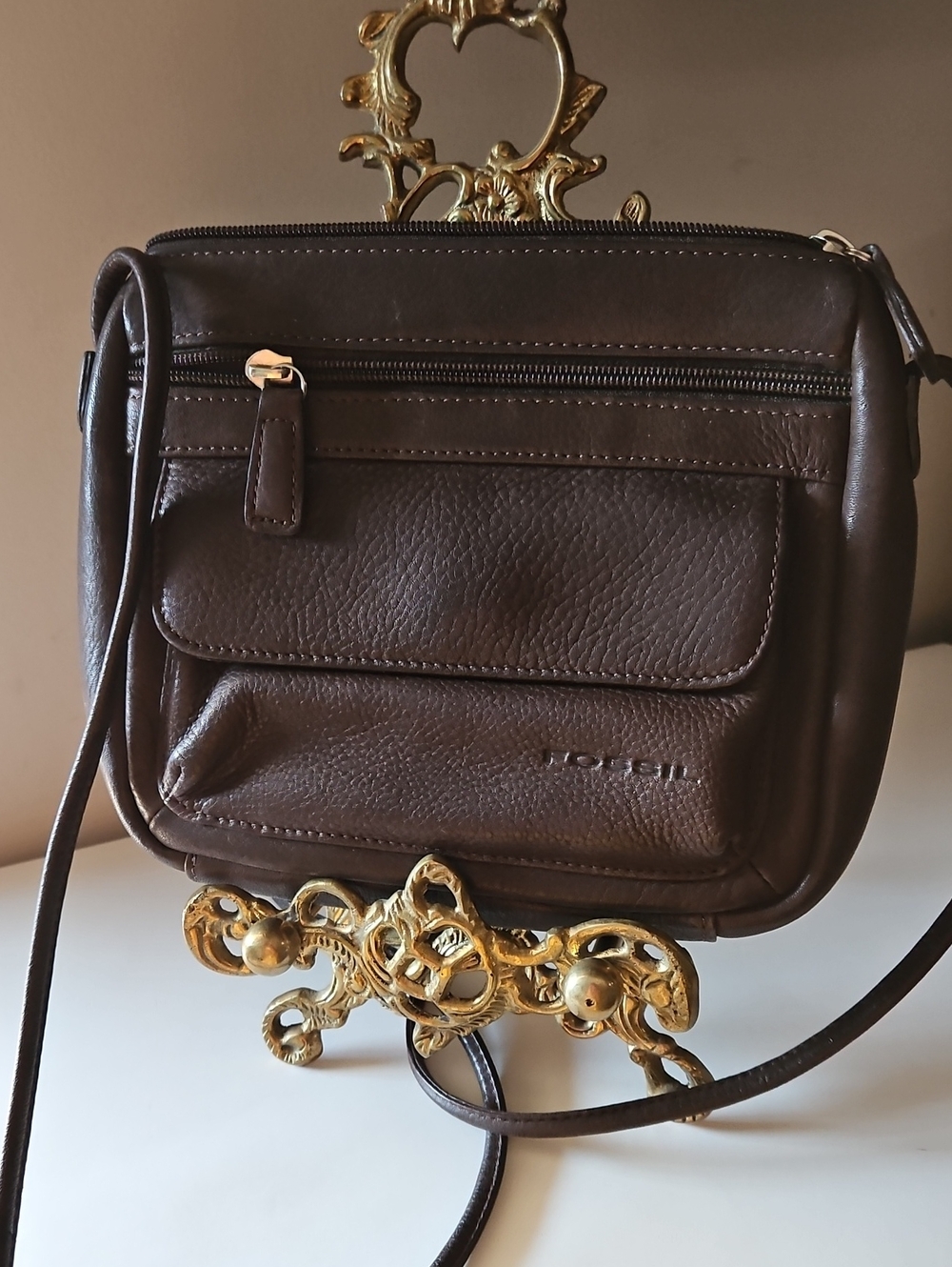 NWOT Fossil Dark Brown Leather Crossbody Bag